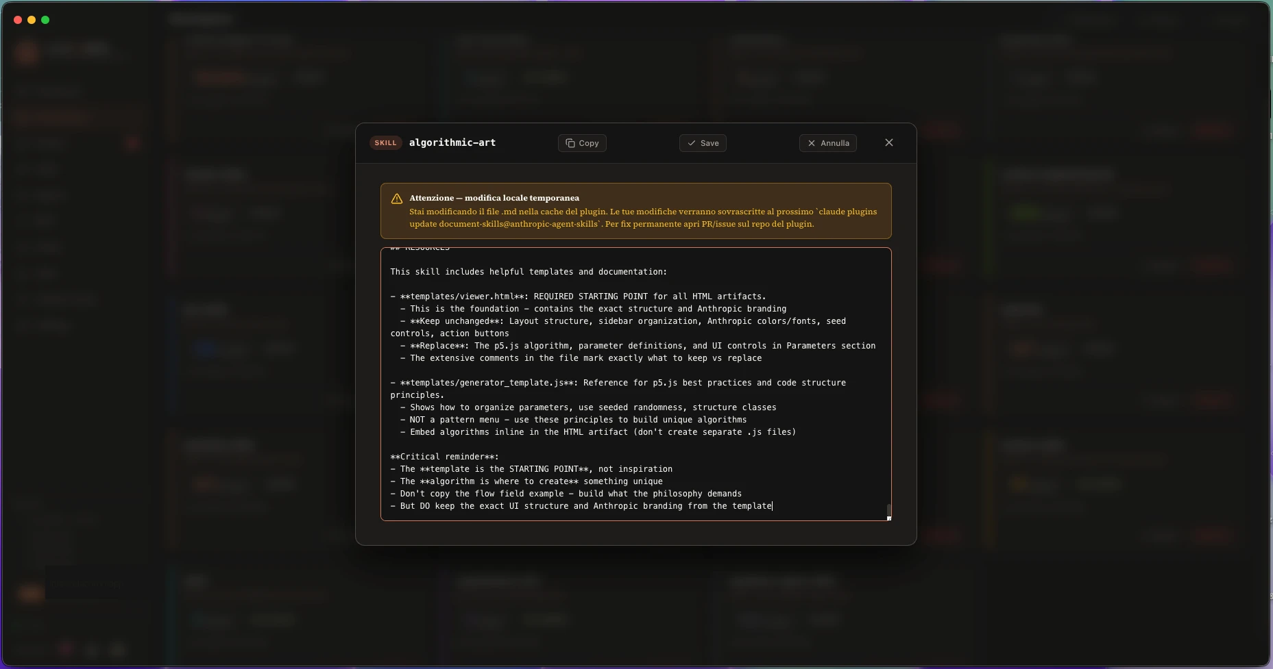 Skill editor